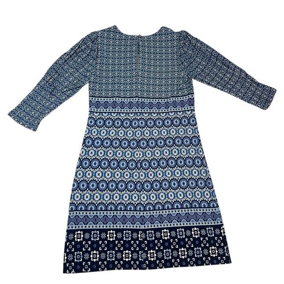 VINCE CAMUTO Casual Stretch Blue Geometric Long Sleeve Dress Women's Size 8 - Picture 11 of 16